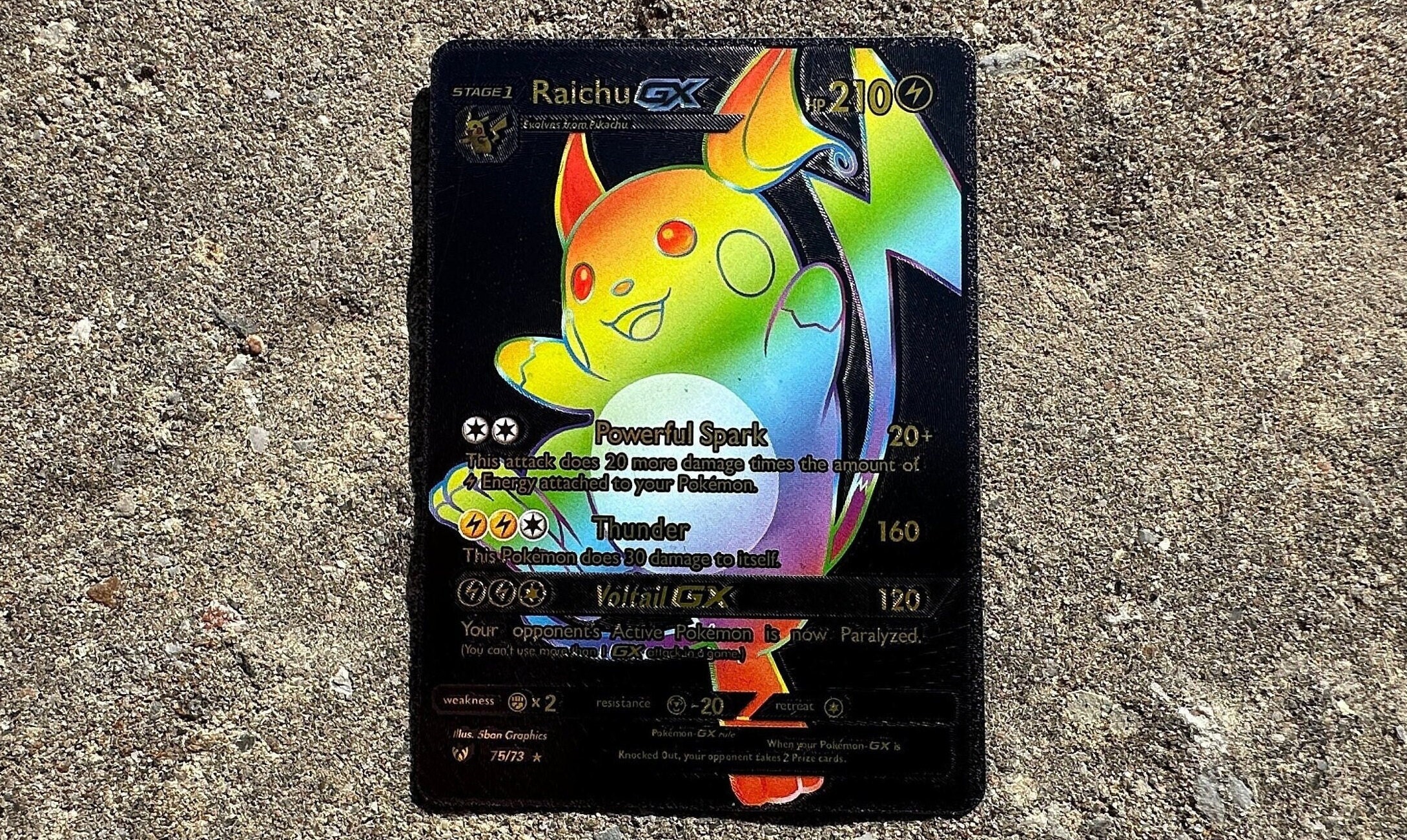 Shiny Raichu Gx Surfing Custom Pokemon Card Premium Quality 