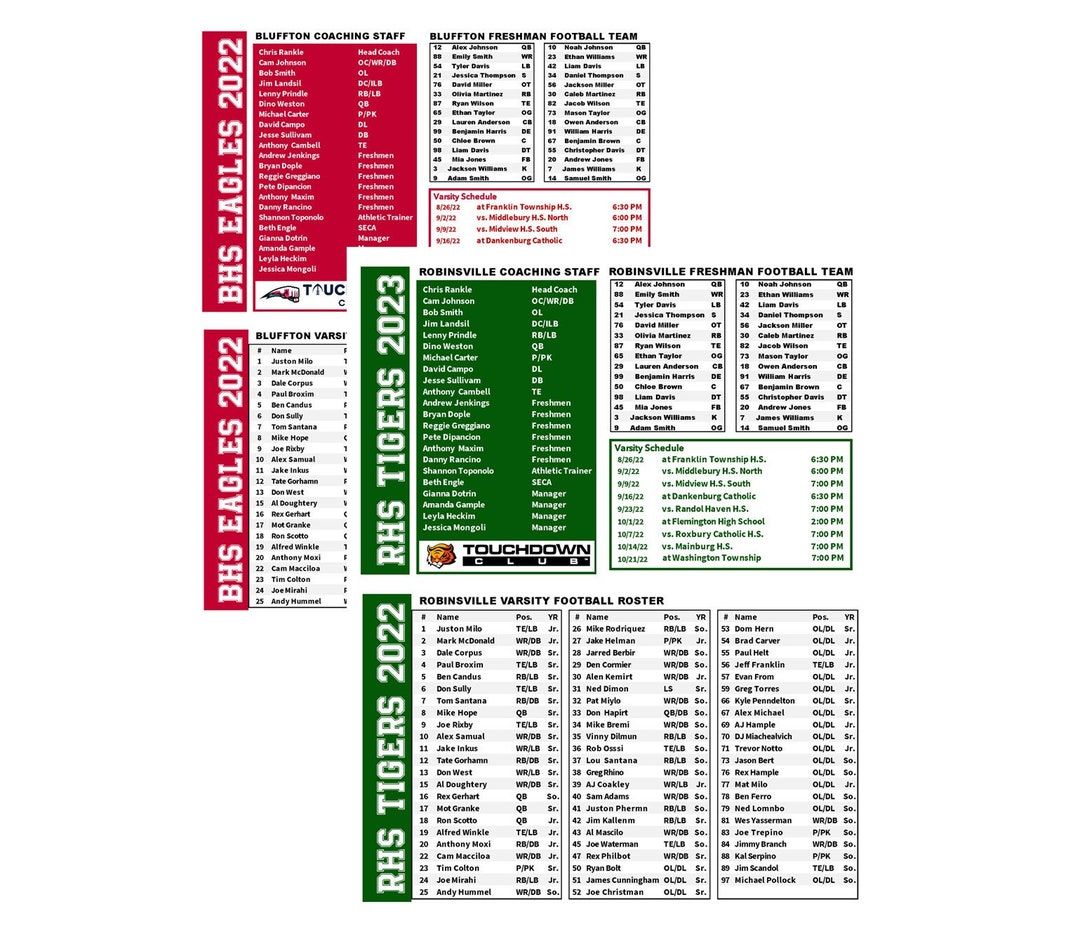 Custom Football Roster Cards Digital Delivery Etsy