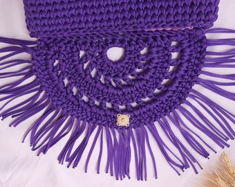 Handcrafted Purple Crochet Elegance: Exclusive Handmade Bag, A Touch of Style and Personality