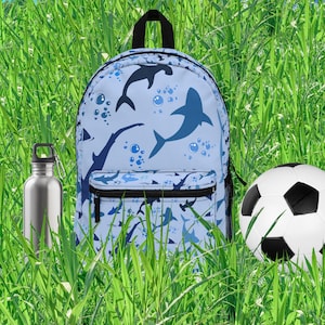 Shark Backpack, Whale Bag, Ocean School Bag, Kids Travel Backpack, Underwater Gear, Sea Life Gift, Ocean Lover Gift, Trendy Bag