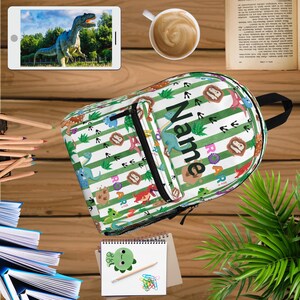 Dinosaur backpack, personalized kids bag, custom name school bag, cute animal backpack, birthday gift, back to school essentials