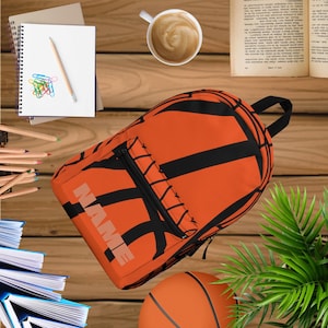 Personalized Basketball Backpack, Sporty Custom School Name Bag Gift, Athlete Back to School travel Bag, Trendy Hoop Lover Kids Bookbag Gift