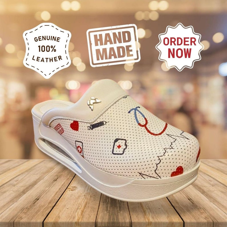 White Anatomic Handmade Slippers for Healthcare Workers Etsy UK