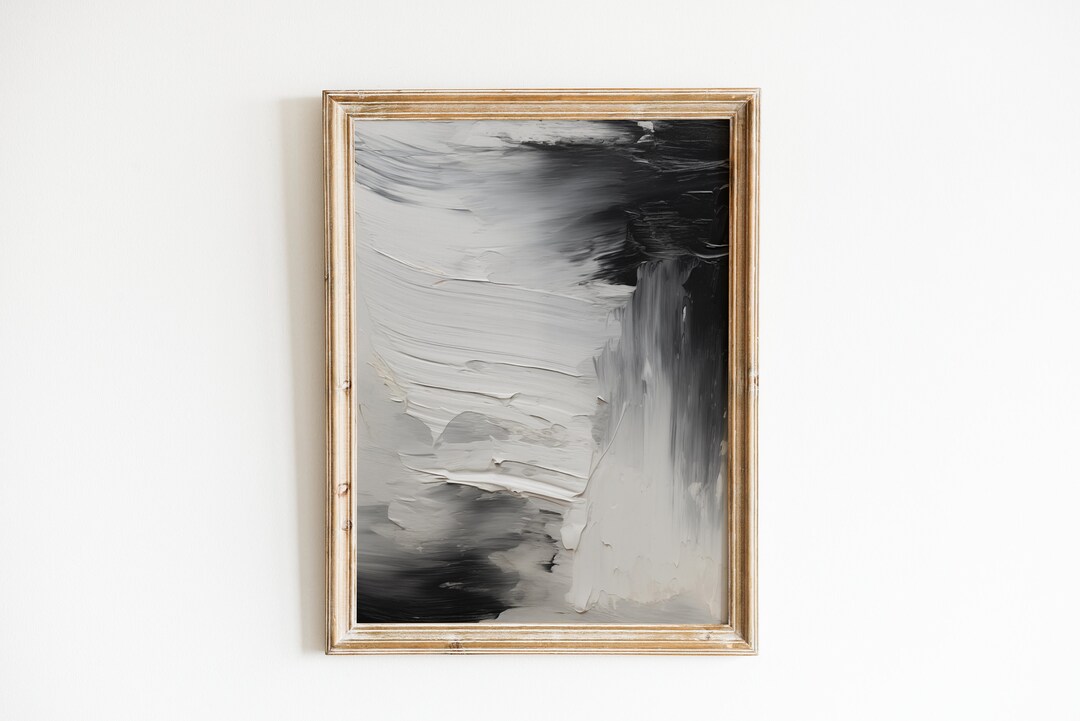 Abstract Brush Stroke Printable Art Print | Black and White Modern ...