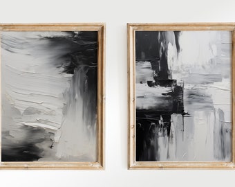 Black and White Abstract Art Prints | Minimalist Home Decor (Digital Download)