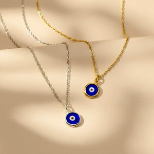 Gold Evil Eye Halskette | 925 Sterling Silber, 18 karat gold-filled | Protection Jewelry | Evil Eye Anhänger  | Minimalistische Halskette |