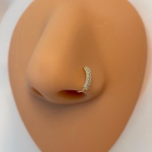 925 Silver Gold Hoop Nose Ring | Thin Nose Piercing | 925 Sterling Silver Nose Ring | Seamless Nose Ring | Indian Hoop Nose Ring