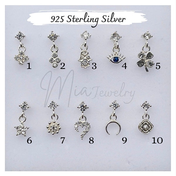 Sterling Silber Hängend Nose Stud | Klein Nose Stud Stecker | Hängend Dangling Schmuck |  Indischer Nose Stud |  Süßer Silber Ohrstecker