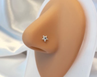 Sterling silver nose stud nose piercing | Small Nose Stud Plug | Heart nose piercing asterisk | Butterfly connector | Nose ring