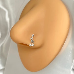 925 Sterling Silver Nose Stud | Cherry Pin Nose Stud | Silver Nose Ring | Indian Nose Stud | Pin Nose Stud | Thin Nose Ring