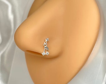 925 Sterling Silver Nose Stud | Cherry Pin Nose Stud | Silver Nose Ring | Indian Nose Stud | Pin Nose Stud | Thin Nose Ring
