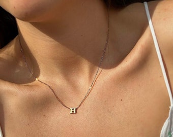 Collier de lettres en argent sterling | Collier délicat personnalisé | Bijoux pendentif lettre minimaliste | Cadeaux pour elle