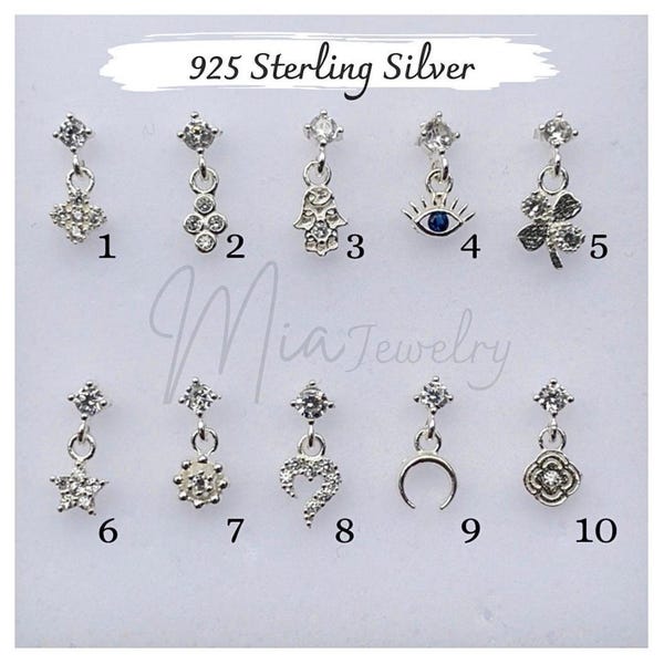 Sterling Silver Hanging Nose Stud | Small Nose Stud | Hanging Dangling Jewelry | Indian Nose Stud | Cute Silver Stud