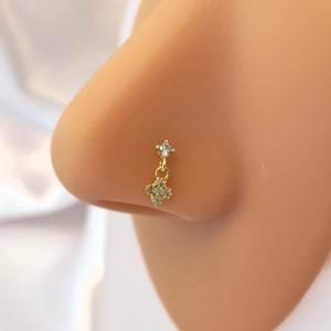 Hanging Dangling Jewelry | Sterling Silver Hanging Nose Stud | Indian Nose Stud | Small Nose Stud