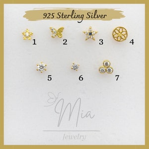 Sterling Silber Nasenstecker | 14K Vergolted Klein Nose Stud Stecker | Herz Nasenpiercing | Indischer Nasenstecker | Kleiner Nasenstecker
