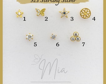 Sterling zilveren neus Stud | 14K vergulde kleine neusstekker | Hart neuspiercing | Indiase neuspiercing | Kleine neusknop