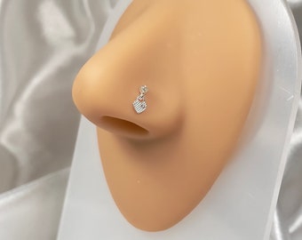 Sterling Silver Nose Stud | Nose piercing | Silver gold tiny heart nose stud | L shape nose stud | Silver Mini Small Nose Stud