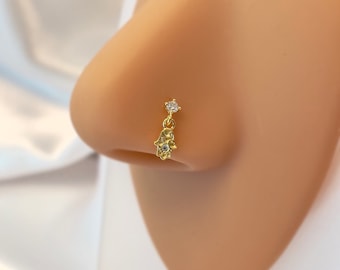 925 Sterling Silber Nase Ohrstecker | Hamsa Hand |Silber Nasenring | Indischer Nasenstecker | Nasenpiercing | Gold Nasenring