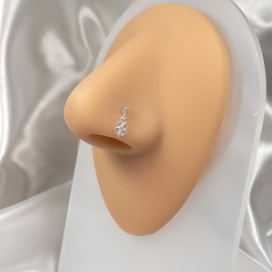 Sterling Silver Nose Stud | Nose piercing | Small Nose Stud Plug | Nose stud gold silver | Silver four-leaf nose stud