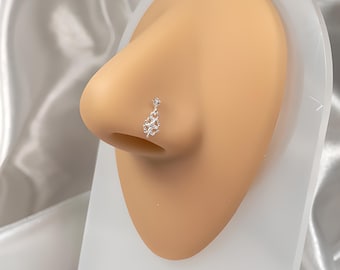 Sterling silver nose stud | Nose piercing | Small nose stud | Gold silver nose stud | Silver four-leaf nose stud