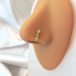 Indian Nose Stud | Sterling Silver Hanging Nose Stud | Small Nose Stud | Hanging Dangling Jewelry | Heart Nose Piercing