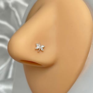 Sterling Silver Gold Hanging Nose Stud | 14K Gold Plated Small Nose Stud Plug | Dragonfly Nose Stud|Indian Nose Stud | Cute nose stud