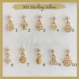 Sterling Silver Gold Hanging Nose Stud | 14K Gold Plated Small Nose Stud | Gold Stud Earrings | Indian Nose Stud | Cute Nose Stud