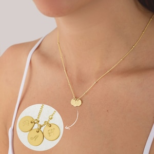 Collar inicial personalizado en oro, plata | Collar grabado con colgante de placa | regalo para esposa, mejor amiga
