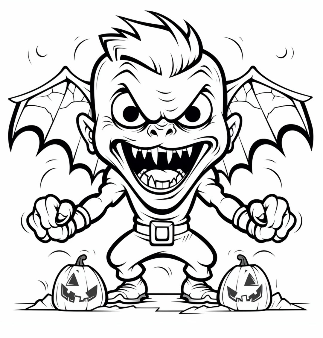 Happy Halloween Ghoul Coloring Book Page Image for Kids, Students or