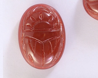 25x18mm Vintage Carnelian Glass Scarab