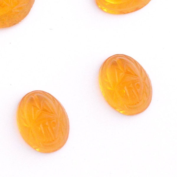 16x12mm Vintage Amber Glass Scarab