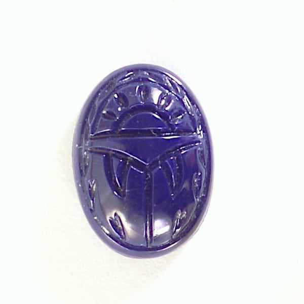 14x10mm Vintage Lapis Glass Scarab