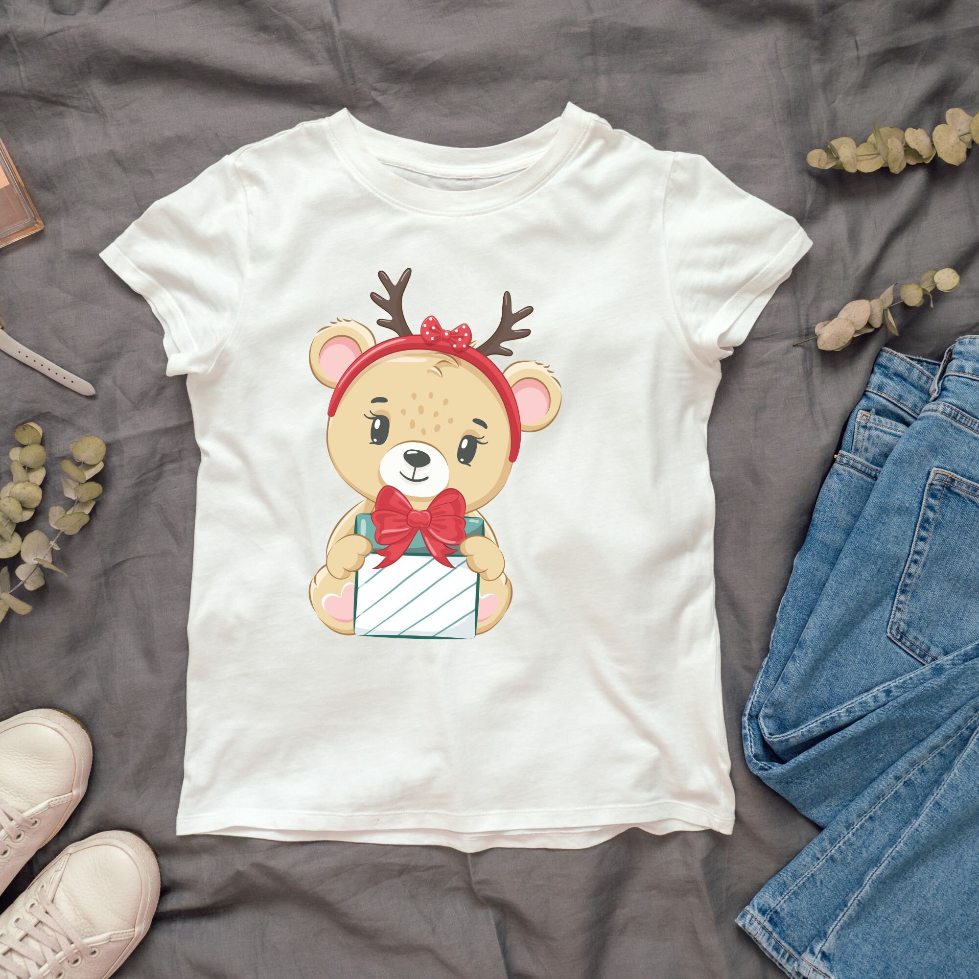 Christmas Bear SVG PNG Cricut Cut Files Silhouette Layered Files Teddy
