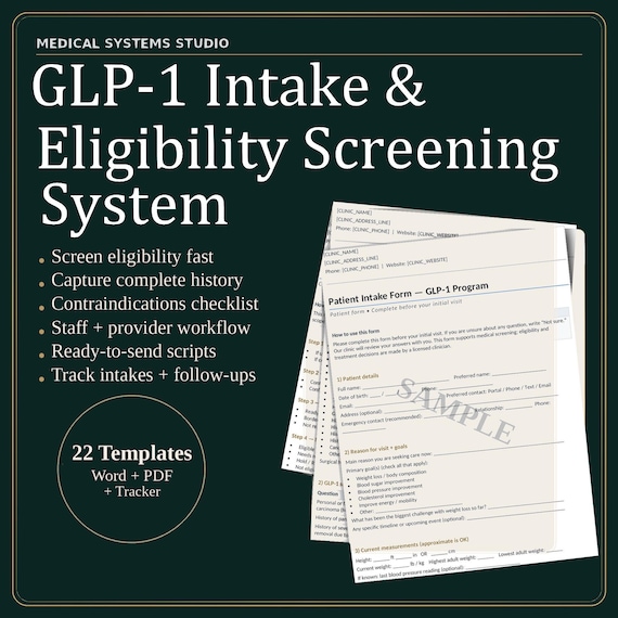 GLP-1 Intake Form | Medical Weight Loss Clinic Eligibility System (Digital Download) GLP-1 Intake Form | Medical Weight Loss Clinic Eligibility System (Digital Download)