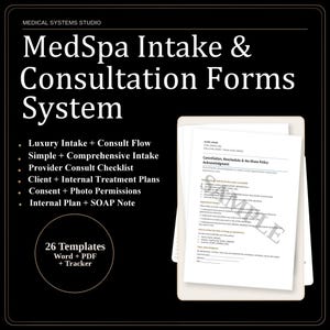 MedSpa Client Intake Forms System | Consultation, Treatment Plan, SOAP Note (Digital Download)