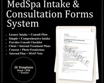 MedSpa Client Intake Forms System | Consultation, Treatment Plan, SOAP Note (Digital Download)
