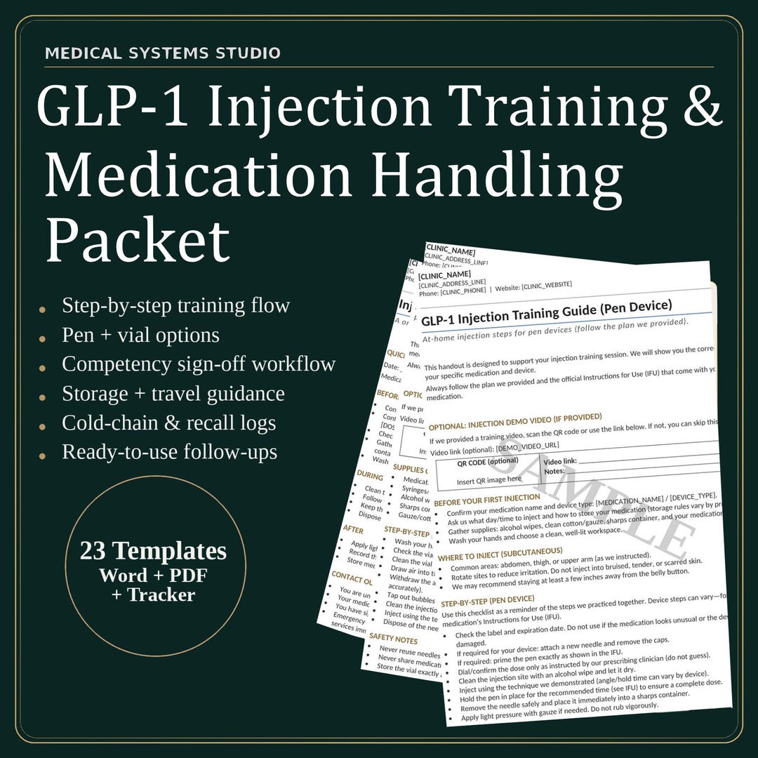 Glp Checklist.pdf GLP-1 Injection Training & Medication Handling Packet | Semaglutide ...
