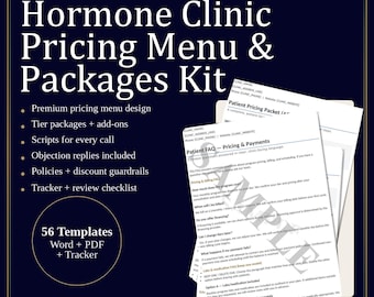Hormone Clinic Pricing Menu & Packages Kit | TRT HRT BHRT Tier Builder (Digital Download)