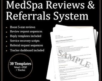 MedSpa Reviews & Referrals System | QR Code Signage, SMS Scripts (Word, PDF, Excel) (Digital Download)