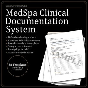 MedSpa Clinical Documentation System | Injectables, Laser, and Microneedling (Digital Download)