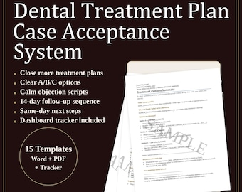 Dental Treatment Plan Case Acceptance System | Scripts + Tracker (Digital Download)