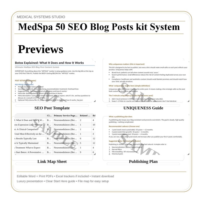 MedSpa SEO Blog Post Kit | 50+ Long Form Templates image 3