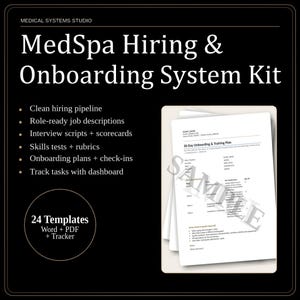 MedSpa Hiring & Onboarding System | Clinic Staff Training (Digital Download