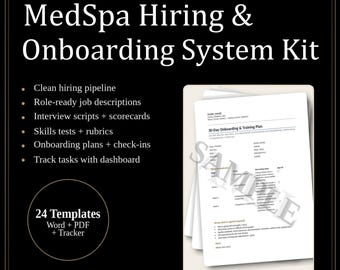 MedSpa Hiring & Onboarding System | Clinic Staff Training (Digital Download)