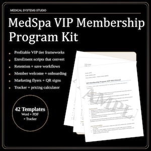 MedSpa VIP Membership Program Kit | Clinic SOP Templates (docx, pdf, xlsx)