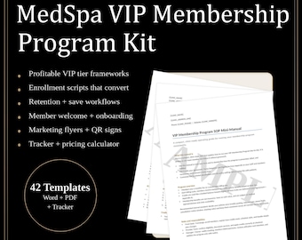 MedSpa VIP Membership Program Kit | Clinic SOP Templates (docx, pdf, xlsx)
