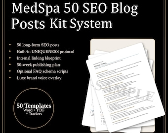 MedSpa SEO Blog Post Kit | 50+ Long Form Templates