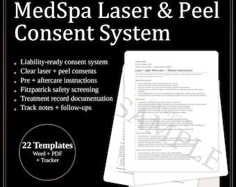 MedSpa Laser & Chemical Peel Consent Forms | Clinic Templates (Digital Download)