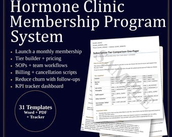 Hormone Clinic Membership Program System | TRT HRT BHRT Tier Builder (Digital Download)