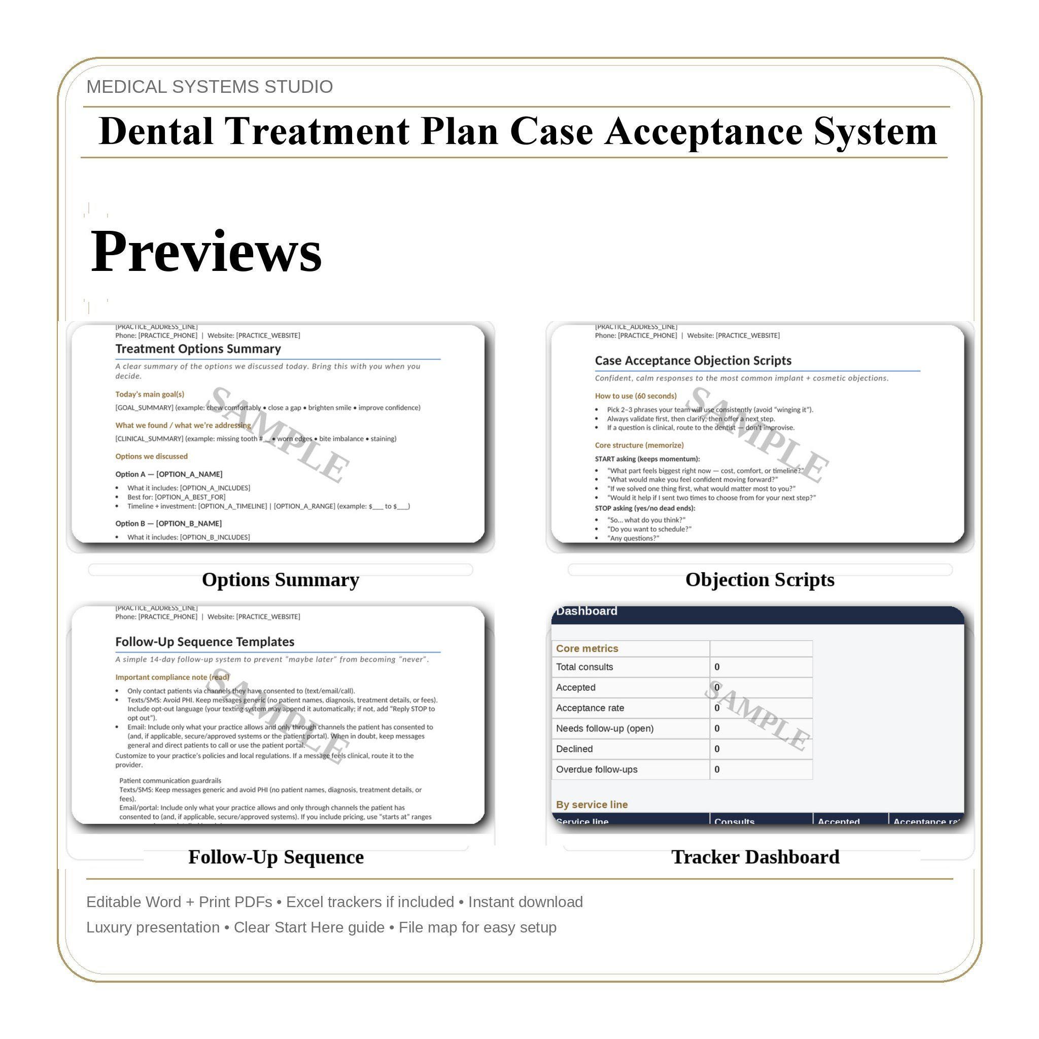 Dental Treatment Plan Case Acceptance System | Scripts + Tracker ...